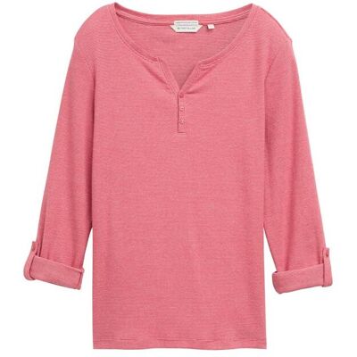 TOM TAILOR Damen Langarmshirt mit Turn-Up-Funktion, rot, Meliert, Gr. XXL TOM TAILOR Damen Langarmshirt mit Turn-Up-Funktion, rot, Meliert, Gr. XXL
