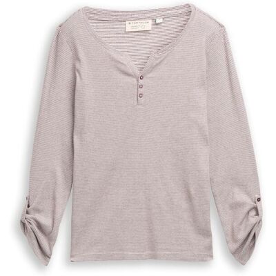 TOM TAILOR Damen Langarmshirt mit Turn-Up-Funktion, rot, Gestreift, Gr. XXL TOM TAILOR Damen Langarmshirt mit Turn-Up-Funktion, rot, Gestreift, Gr. XXL