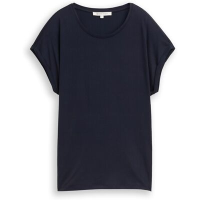 TOM TAILOR DENIM Damen Loose Fit T-Shirt, blau, Uni, Gr. XXL TOM TAILOR DENIM Damen Loose Fit T-Shirt, blau, Uni, Gr. XXL