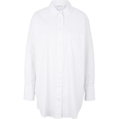TOM TAILOR DENIM Damen Oversized Hemd, weiß, Uni, Gr. XS TOM TAILOR DENIM Damen Oversized Hemd, weiß, Uni, Gr. XS