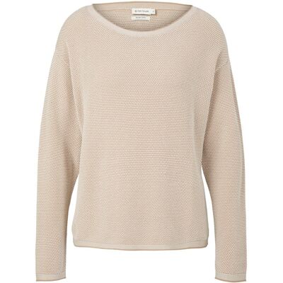 TOM TAILOR Damen Loose Fit Strickpullover aus Bio-Baumwolle, braun, Meliert, Gr. XXXL TOM TAILOR Damen Loose Fit Strickpullover aus Bio-Baumwolle, braun, Meliert, Gr. XXXL