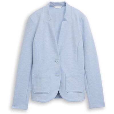 TOM TAILOR Damen Slim Fit Blazer mit Ottoman Struktur, blau, Meliert, Gr. XXL TOM TAILOR Damen Slim Fit Blazer mit Ottoman Struktur, blau, Meliert, Gr. XXL