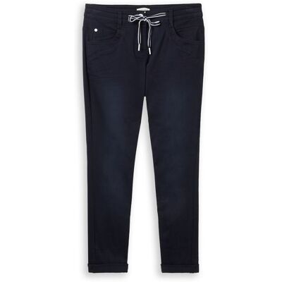 TOM TAILOR Damen Tapered Relaxed Hose, blau, Uni, Gr. 44/28 TOM TAILOR Damen Tapered Relaxed Hose, blau, Uni, Gr. 44/28