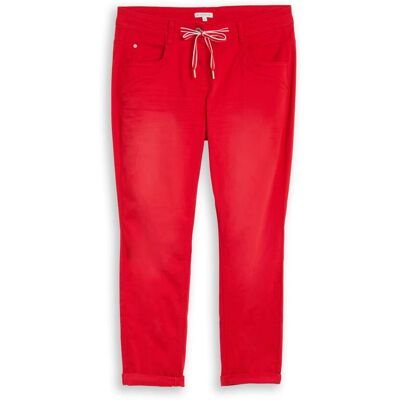 TOM TAILOR Damen Tapered Relaxed Hose, rot, Uni, Gr. 46/28 TOM TAILOR Damen Tapered Relaxed Hose, rot, Uni, Gr. 46/28