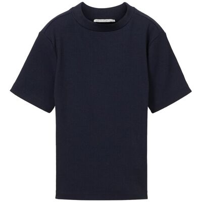 TOM TAILOR Mädchen Cropped T-Shirt mit Rippstruktur, blau, Uni, Gr. 152 TOM TAILOR Mädchen Cropped T-Shirt mit Rippstruktur, blau, Uni, Gr. 152