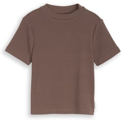 TOM TAILOR Mädchen Cropped T-Shirt mit Rippstruktur, braun, Uni, Gr. 152 TOM TAILOR Mädchen Cropped T-Shirt mit Rippstruktur, braun, Uni, Gr. 152