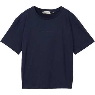 TOM TAILOR DENIM Damen Boxy Fit T-Shirt aus Baumwolle, blau, Uni, Gr. M TOM TAILOR DENIM Damen Boxy Fit T-Shirt aus Baumwolle, blau, Uni, Gr. M