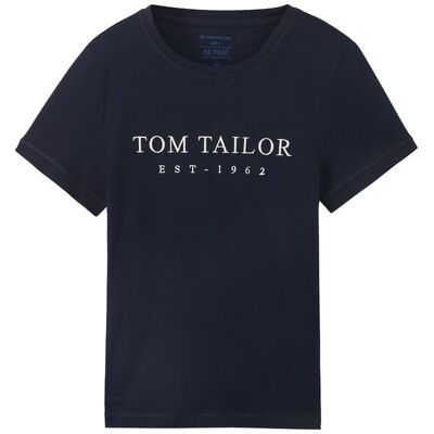 TOM TAILOR Damen T-Shirt mit Logo-Stickerei, blau, Uni, Gr. XS TOM TAILOR Damen T-Shirt mit Logo-Stickerei, blau, Uni, Gr. XS