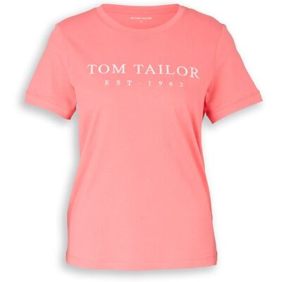TOM TAILOR Damen T-Shirt mit Logo-Stickerei, rosa, Uni, Gr. XS TOM TAILOR Damen T-Shirt mit Logo-Stickerei, rosa, Uni, Gr. XS