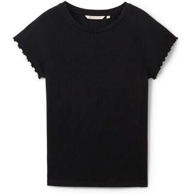 TOM TAILOR DENIM Damen Slim Fit T-Shirt, schwarz, Uni, Gr. XL TOM TAILOR DENIM Damen Slim Fit T-Shirt, schwarz, Uni, Gr. XL