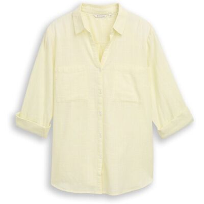 TOM TAILOR Damen Plus Size - Bluse mit Brusttaschen, gelb, Uni, Gr. 46 TOM TAILOR Damen Plus Size - Bluse mit Brusttaschen, gelb, Uni, Gr. 46