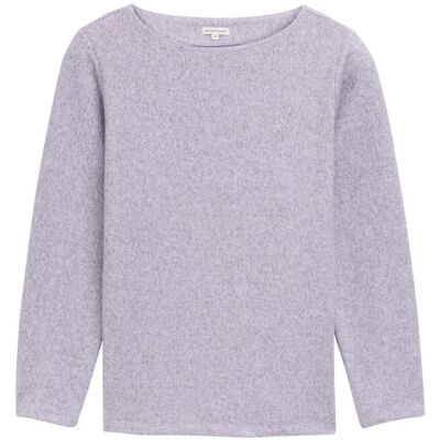 TOM TAILOR Damen Plus Size - Soft-Touch Sweatshirt mit Knopfdetails, lila, Meliert, Gr. 48 TOM TAILOR Damen Plus Size - Soft-Touch Sweatshirt mit Knopfdetails, lila, Meliert, Gr. 48