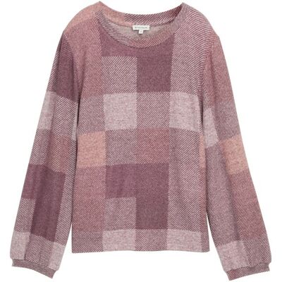 TOM TAILOR Damen Langarmshirt mit Muster, rot, Kariert, Gr. M TOM TAILOR Damen Langarmshirt mit Muster, rot, Kariert, Gr. M