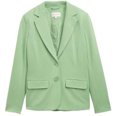 TOM TAILOR Damen Slim Fit Jersey Blazer, grün, Uni, Gr. L TOM TAILOR Damen Slim Fit Jersey Blazer, grün, Uni, Gr. L