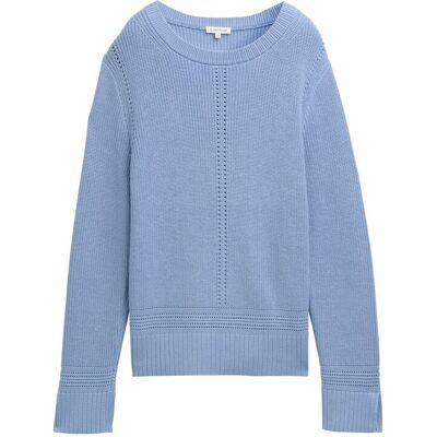 TOM TAILOR Damen Strickpullover mit Schlitz-Details, blau, Uni, Gr. XL TOM TAILOR Damen Strickpullover mit Schlitz-Details, blau, Uni, Gr. XL
