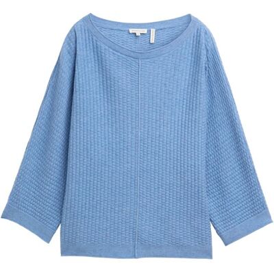 TOM TAILOR Damen Loose Fit Strickpullover, blau, Meliert, Gr. S TOM TAILOR Damen Loose Fit Strickpullover, blau, Meliert, Gr. S