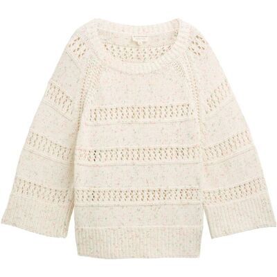 TOM TAILOR Damen Loose Fit Strickpullover, grün, Meliert, Gr. S TOM TAILOR Damen Loose Fit Strickpullover, grün, Meliert, Gr. S