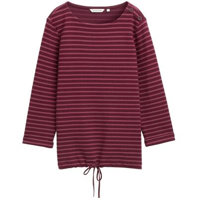 TOM TAILOR Damen Langarmshirt mit Knopf-Details, rot, Gestreift, Gr. L TOM TAILOR Damen Langarmshirt mit Knopf-Details, rot, Gestreift, Gr. L