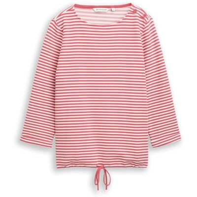 TOM TAILOR Damen Langarmshirt mit Knopf-Details, rosa, Gestreift, Gr. S TOM TAILOR Damen Langarmshirt mit Knopf-Details, rosa, Gestreift, Gr. S