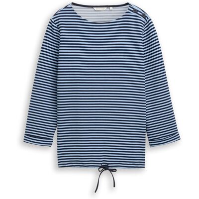 TOM TAILOR Damen Langarmshirt mit Knopf-Details, grün, Gestreift, Gr. S TOM TAILOR Damen Langarmshirt mit Knopf-Details, grün, Gestreift, Gr. S