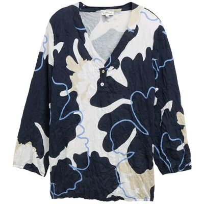 TOM TAILOR Damen Crinkle Blusenshirt, blau, Geblümt, Gr. S TOM TAILOR Damen Crinkle Blusenshirt, blau, Geblümt, Gr. S