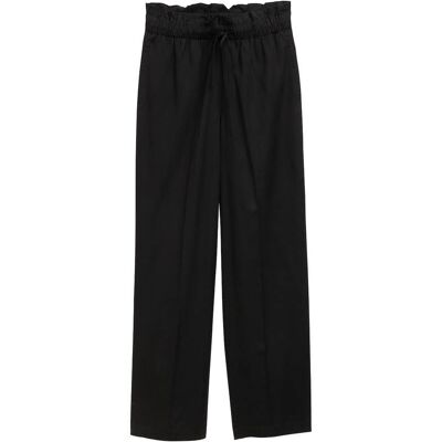 TOM TAILOR DENIM Damen Wide Leg Paperpag Hose, schwarz, Uni, Gr. XXL TOM TAILOR DENIM Damen Wide Leg Paperpag Hose, schwarz, Uni, Gr. XXL