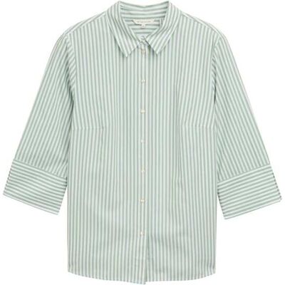 TOM TAILOR Damen Plus Size - Loose Fit Bluse mit Streifenmuster, grün, Gestreift, Gr. 48 TOM TAILOR Damen Plus Size - Loose Fit Bluse mit Streifenmuster, grün, Gestreift, Gr. 48