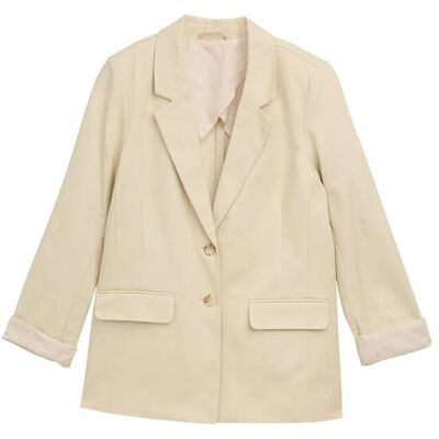 TOM TAILOR Damen Regular Fit Blazer aus Twill, beige, Uni, Gr. 44 TOM TAILOR Damen Regular Fit Blazer aus Twill, beige, Uni, Gr. 44