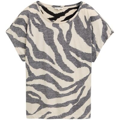 TOM TAILOR Damen T-Shirt mit Inside-Out Print, braun, Gemustert, Gr. XS TOM TAILOR Damen T-Shirt mit Inside-Out Print, braun, Gemustert, Gr. XS