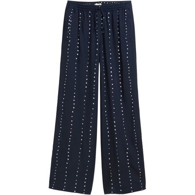TOM TAILOR Damen Loose Wide Leg Palazzo Hose, blau, Gemustert, Gr. 38/32 TOM TAILOR Damen Loose Wide Leg Palazzo Hose, blau, Gemustert, Gr. 38/32
