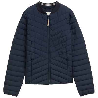 TOM TAILOR Damen Steppjacke mit Bomberkragen, blau, Uni, Gr. XXXL TOM TAILOR Damen Steppjacke mit Bomberkragen, blau, Uni, Gr. XXXL