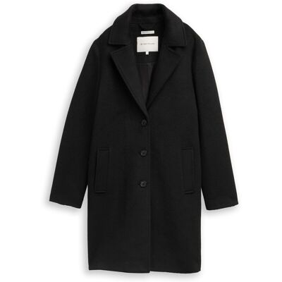 TOM TAILOR Damen Wollmantel mit Eingriffstaschen, schwarz, Uni, Gr. XXL TOM TAILOR Damen Wollmantel mit Eingriffstaschen, schwarz, Uni, Gr. XXL