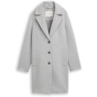 TOM TAILOR Damen Wollmantel mit Eingriffstaschen, grau, Meliert, Gr. XXXL TOM TAILOR Damen Wollmantel mit Eingriffstaschen, grau, Meliert, Gr. XXXL