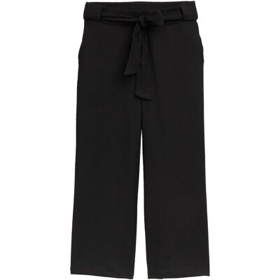 TOM TAILOR DENIM Damen High Waist Culotte Hose mit Bindegürtel, schwarz, Uni, Gr. XS TOM TAILOR DENIM Damen High Waist Culotte Hose mit Bindegürtel, schwarz, Uni, Gr. XS