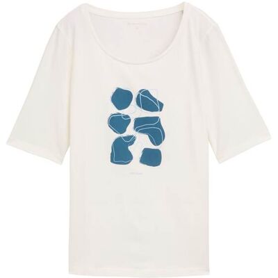 TOM TAILOR Damen T-Shirt mit Print, weiß, Uni, Gr. XL TOM TAILOR Damen T-Shirt mit Print, weiß, Uni, Gr. XL