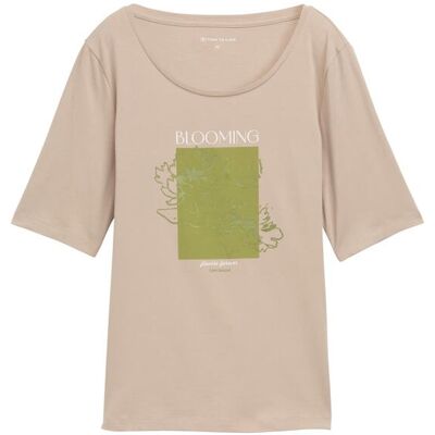 TOM TAILOR Damen T-Shirt mit Print, grau, Uni, Gr. S TOM TAILOR Damen T-Shirt mit Print, grau, Uni, Gr. S