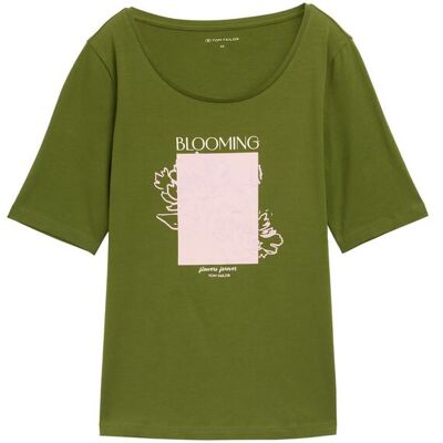 TOM TAILOR Damen T-Shirt mit Print, grün, Uni, Gr. M TOM TAILOR Damen T-Shirt mit Print, grün, Uni, Gr. M