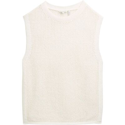 TOM TAILOR Damen Pullunder mit Lochmuster, weiß, Uni, Gr. XL TOM TAILOR Damen Pullunder mit Lochmuster, weiß, Uni, Gr. XL