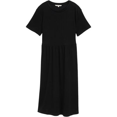 TOM TAILOR DENIM Damen Jersey Midi-Kleid, schwarz, Uni, Gr. XS TOM TAILOR DENIM Damen Jersey Midi-Kleid, schwarz, Uni, Gr. XS