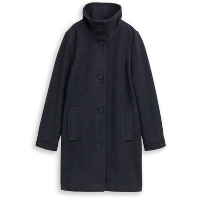 TOM TAILOR Damen Wollmantel mit Stehkragen, braun, Fischgrät, Gr. XL TOM TAILOR Damen Wollmantel mit Stehkragen, braun, Fischgrät, Gr. XL