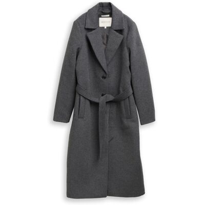 TOM TAILOR Damen Wollmantel mit Gürtel, grau, Meliert, Gr. XXL TOM TAILOR Damen Wollmantel mit Gürtel, grau, Meliert, Gr. XXL