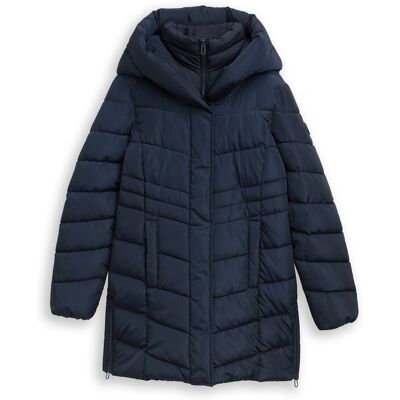 TOM TAILOR Damen Puffer-Mantel im 2-in-1-Look, blau, Uni, Gr. XXXL TOM TAILOR Damen Puffer-Mantel im 2-in-1-Look, blau, Uni, Gr. XXXL