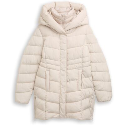 TOM TAILOR Damen Puffer-Mantel im 2-in-1-Look, weiß, Uni, Gr. XXXL TOM TAILOR Damen Puffer-Mantel im 2-in-1-Look, weiß, Uni, Gr. XXXL