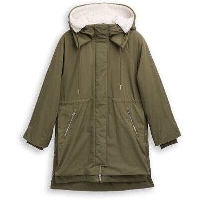 TOM TAILOR DENIM Damen Winter Parka mit Kapuze, grün, Uni, Gr. XXL TOM TAILOR DENIM Damen Winter Parka mit Kapuze, grün, Uni, Gr. XXL