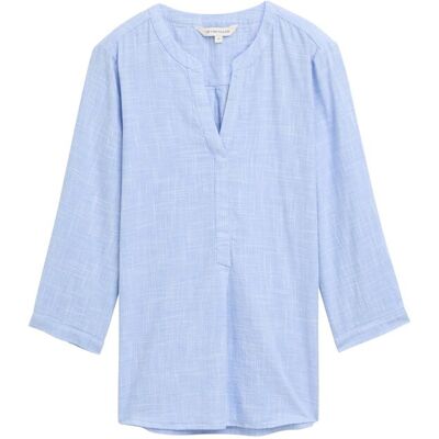 TOM TAILOR Damen Bluse aus Baumwolle, blau, Uni, Gr. 34 TOM TAILOR Damen Bluse aus Baumwolle, blau, Uni, Gr. 34