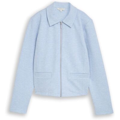 TOM TAILOR Damen Regular Fit Jacke mit Reißverschluss, blau, Meliert, Gr. M TOM TAILOR Damen Regular Fit Jacke mit Reißverschluss, blau, Meliert, Gr. M