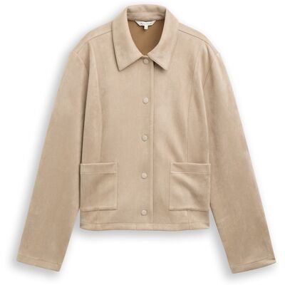 TOM TAILOR Damen Regular Fit Jacke in Wildleder-Optik, grau, Uni, Gr. XXL TOM TAILOR Damen Regular Fit Jacke in Wildleder-Optik, grau, Uni, Gr. XXL