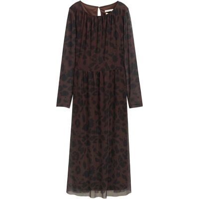 TOM TAILOR Damen Midi-Meshkleid mit Muster, braun, Animalprint, Gr. 34 TOM TAILOR Damen Midi-Meshkleid mit Muster, braun, Animalprint, Gr. 34