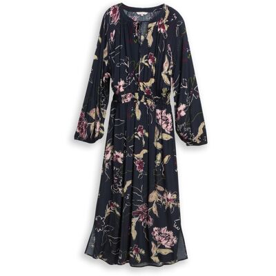 TOM TAILOR Damen Maxi-Kleid mit Blumenmuster, blau, Geblümt, Gr. 36 TOM TAILOR Damen Maxi-Kleid mit Blumenmuster, blau, Geblümt, Gr. 36