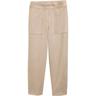 TOM TAILOR Damen Loose Fit Hose in Wildleder-Optik, grau, Uni, Gr. 34/28 TOM TAILOR Damen Loose Fit Hose in Wildleder-Optik, grau, Uni, Gr. 34/28